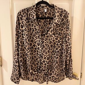 Nordstrom BP leopard collard blouse